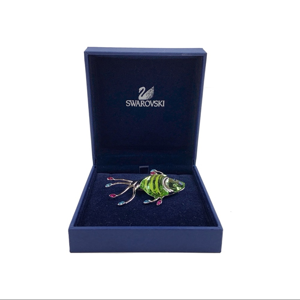 Swarovski Swan Silver Tone Crystals Fish Brooch